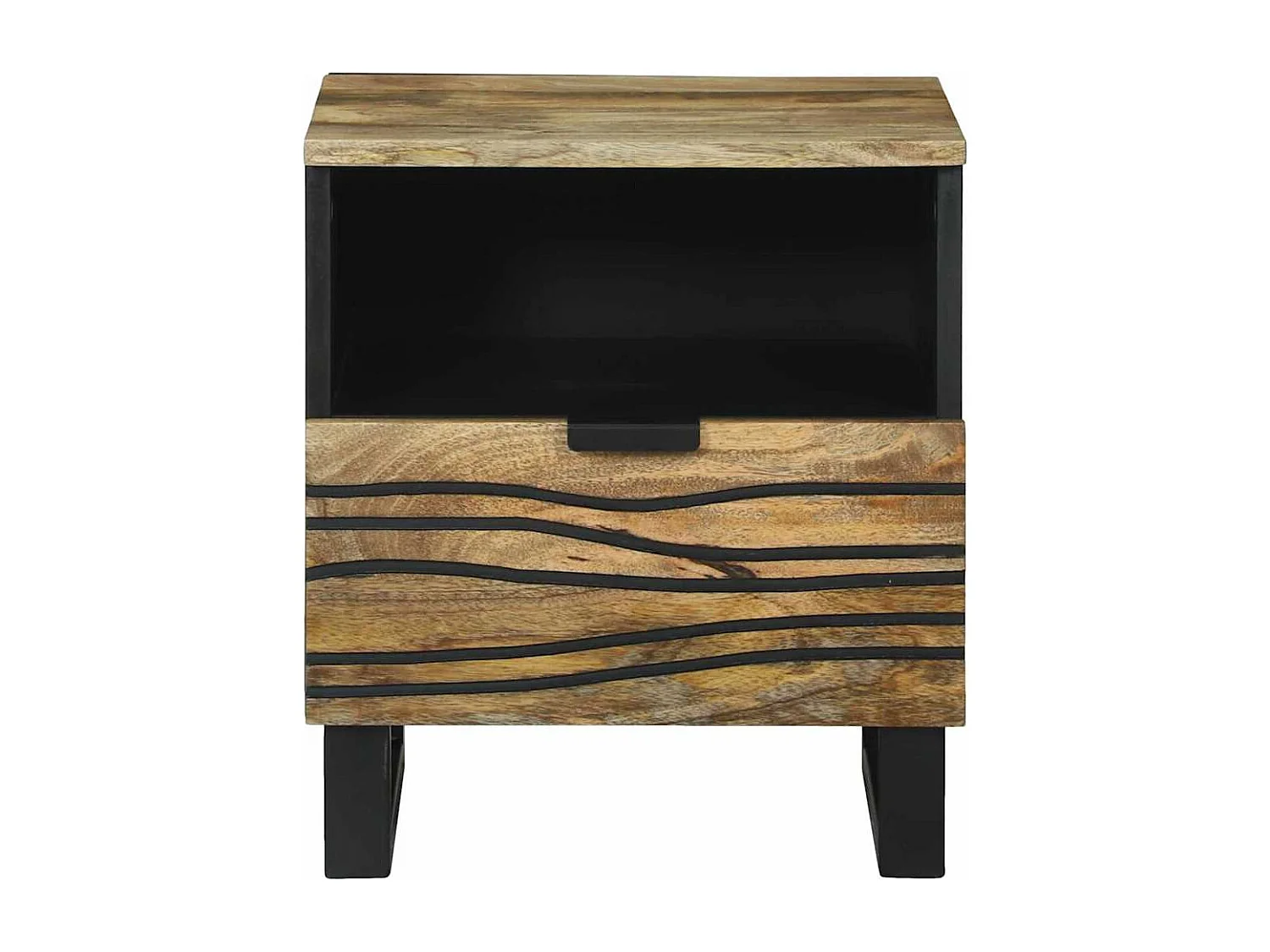 Nachttisch 2er Set-Beistelltisch Braun 40 x 33 x 46 cm Massivholz Akazie SHL21634