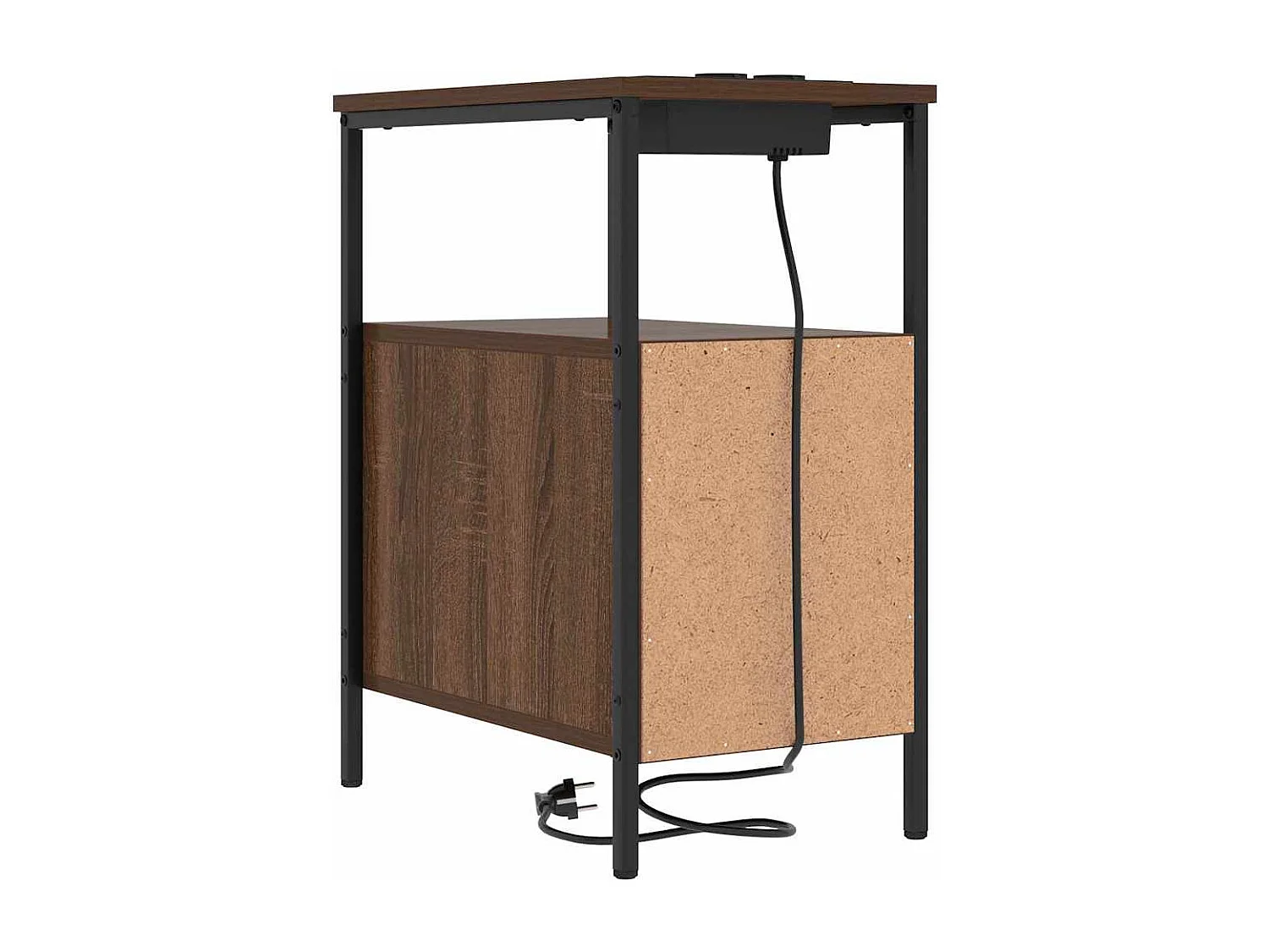 Mesa de Noche | Mesa auxiliar con cajón 2 uds. Marrón roble 30x48x61 cm