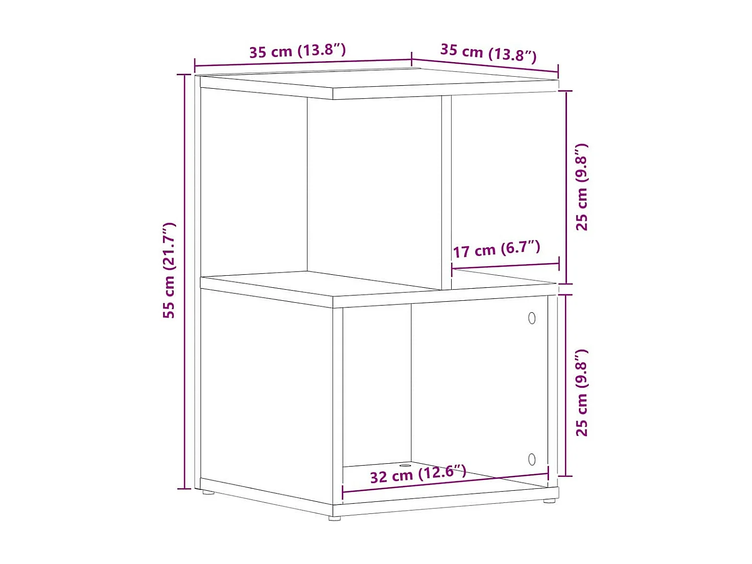 Nachttisch-Beistelltisch Schwarze Eiche 35 x 35 x 55 cm Holzwerkstoff SHL63090