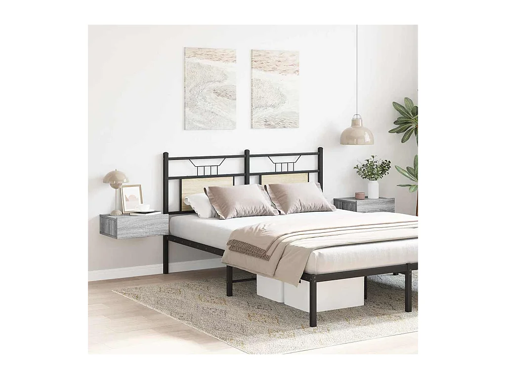 Mesita de noche | Mesilla de noche flotante 2 uds madera gris Sonoma 40x30x15 cm