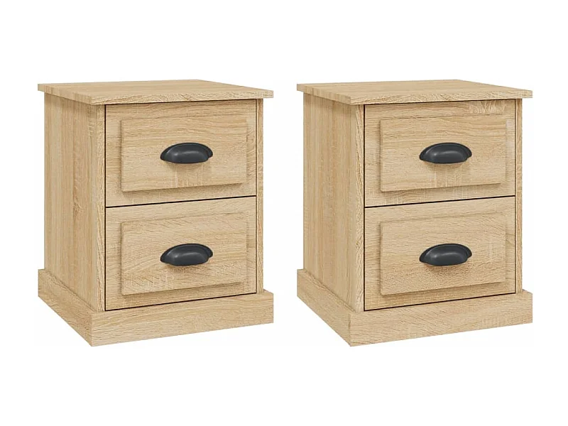 Nachtkastje Set van 2 | Bijzettafel Modern 39x39x47,5 cm bewerkt hout sonoma eikenkleur