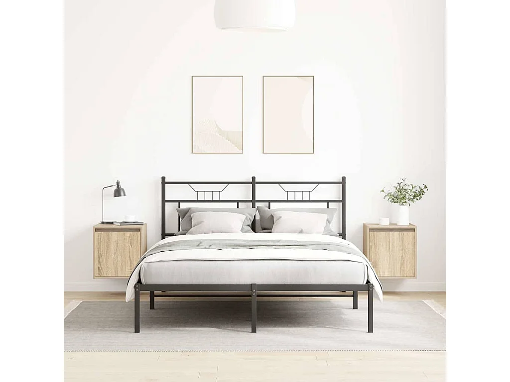 Nachttisch hängend 2er Set | Wand-Nachttische Sonoma-Eiche 38x34x40 cm SHL30963