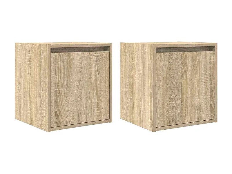 Lot de 2 Tables de chevet flottantes chêne sonoma 38x34x40 cm