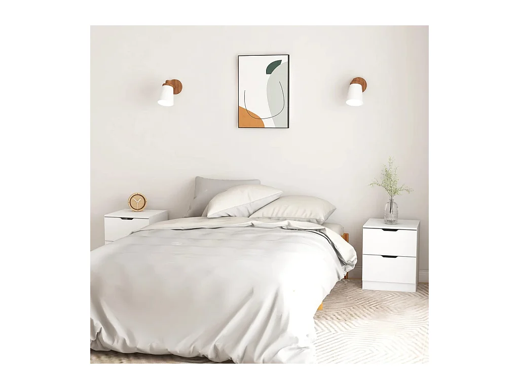 Tables de chevet-Table de nuit 2 pcs blanc 40x40x50 cm bois d’ingénierie