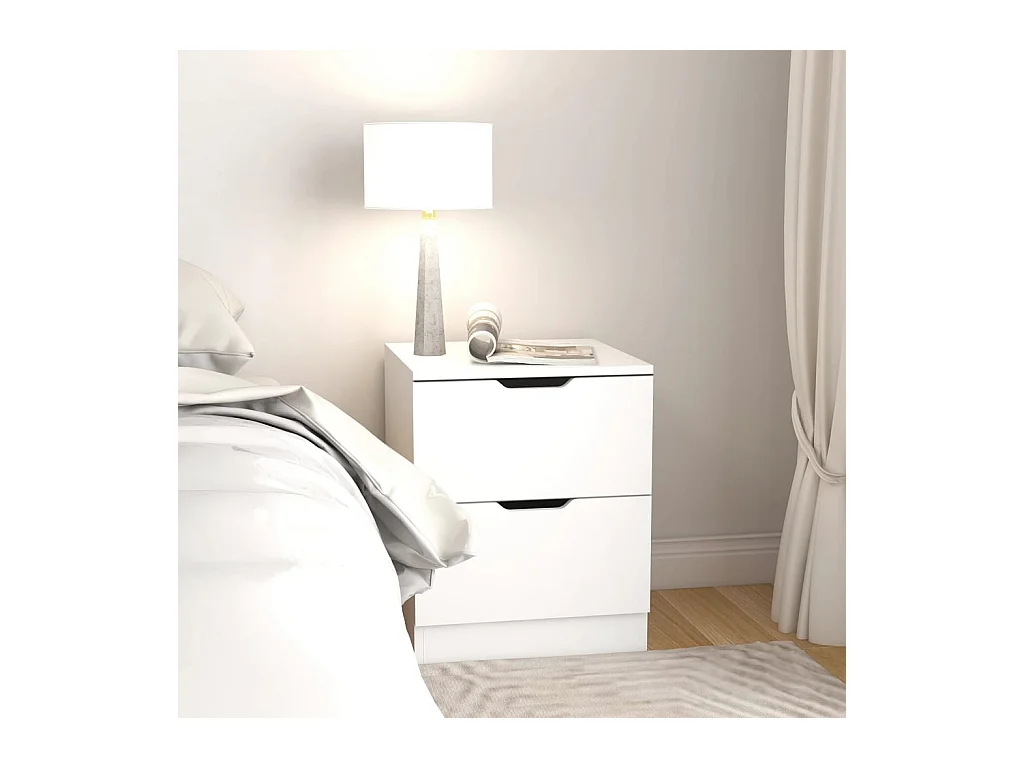 Tables de chevet-Table de nuit 2 pcs blanc 40x40x50 cm bois d’ingénierie