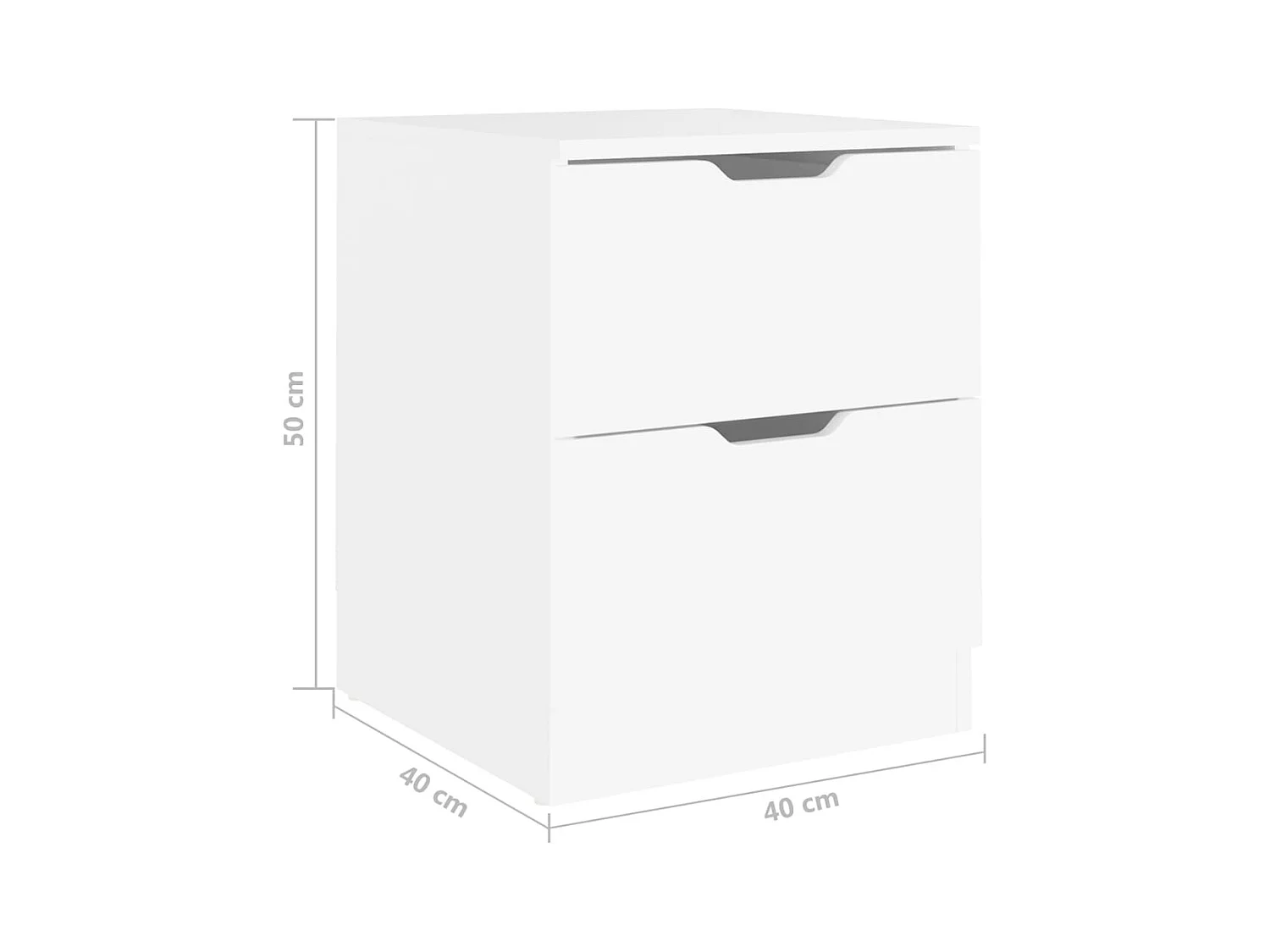 Tables de chevet-Table de nuit 2 pcs blanc 40x40x50 cm bois d’ingénierie