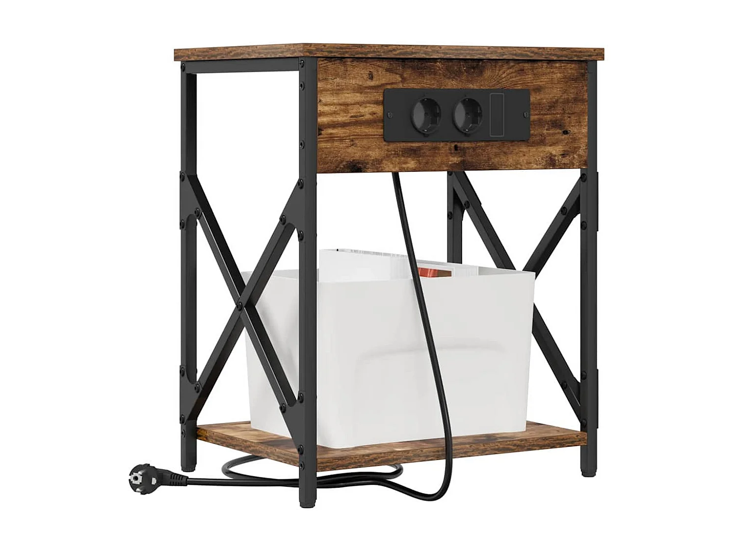 Lot de 2 Tables de chevet avec tiroir Chêne fumé 41x31x51 cm