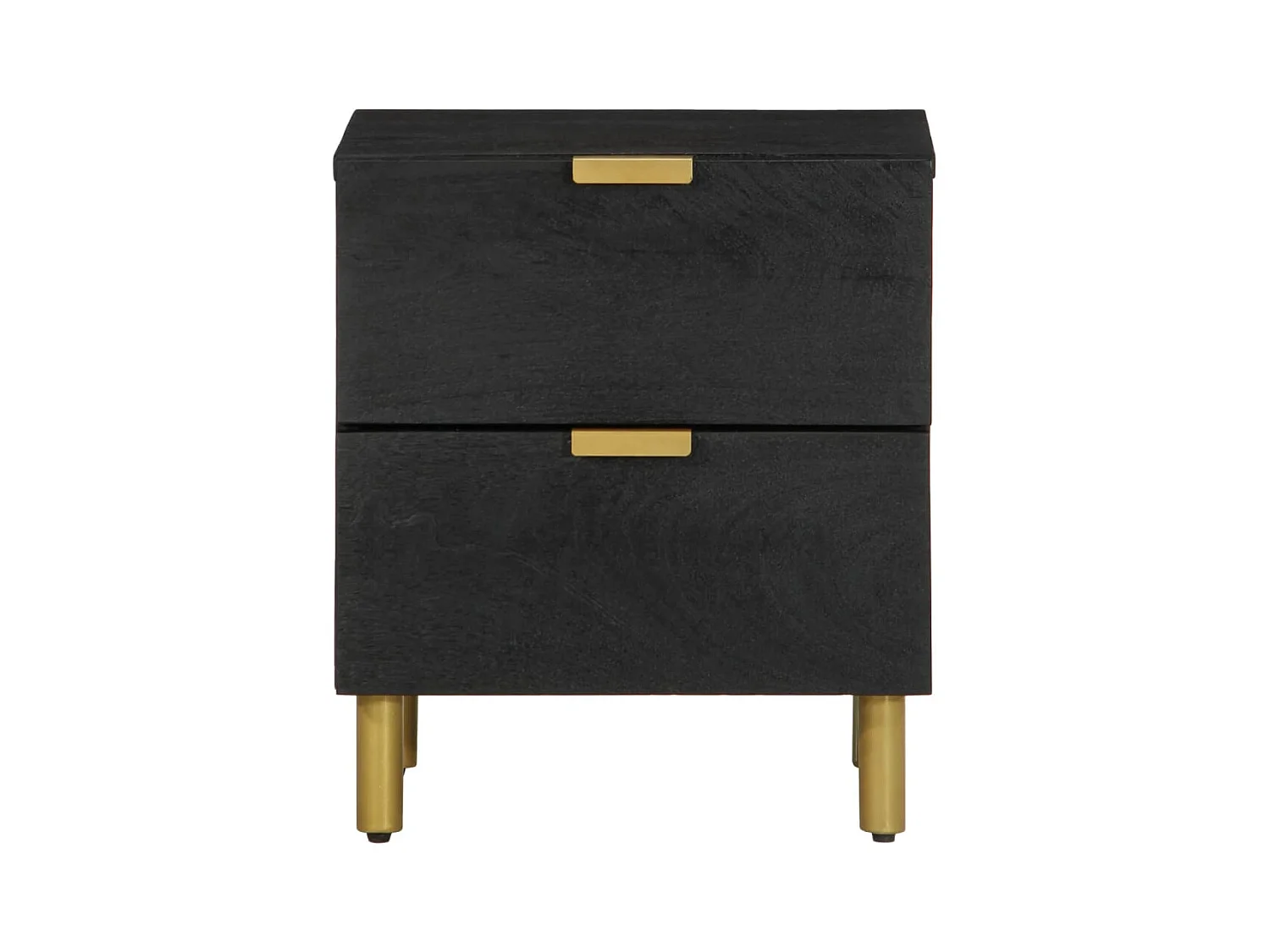 Mesita de noche | Mesilla de noche de madera maciza de mango negra 40x33x46 cm