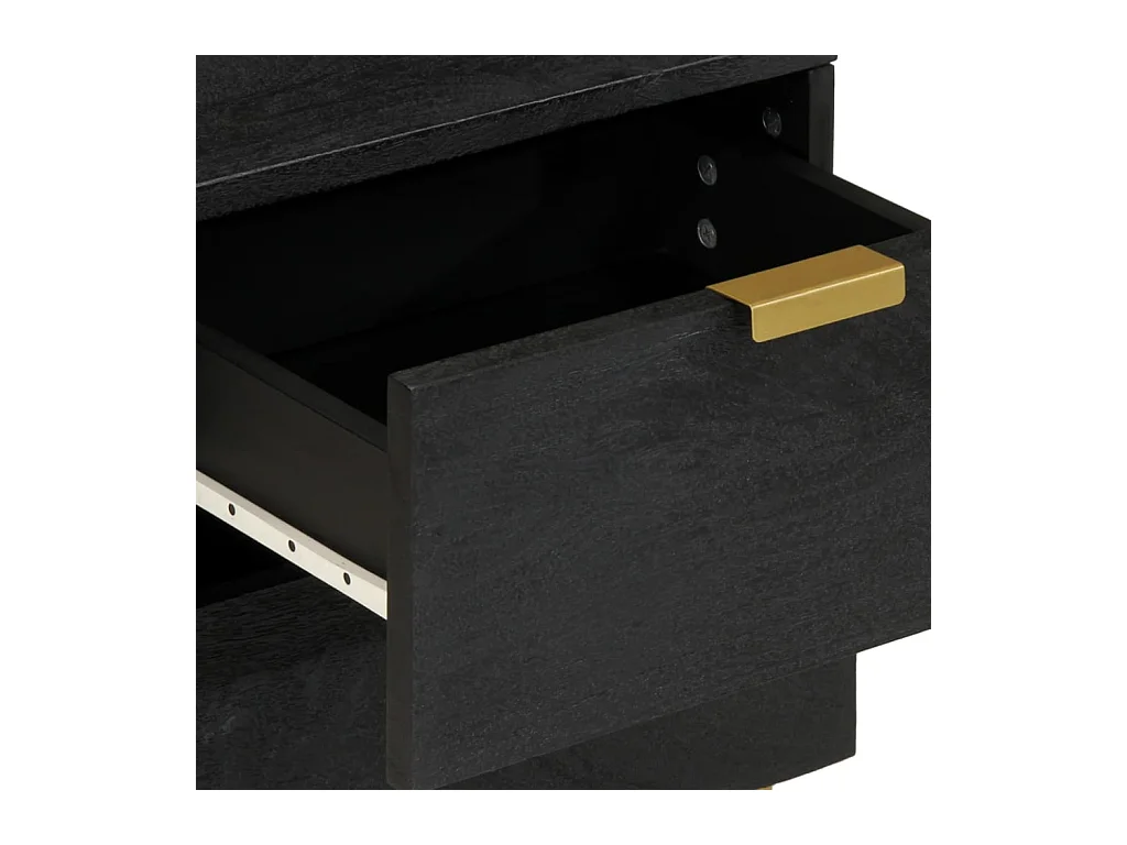 Mesita de noche | Mesilla de noche de madera maciza de mango negra 40x33x46 cm