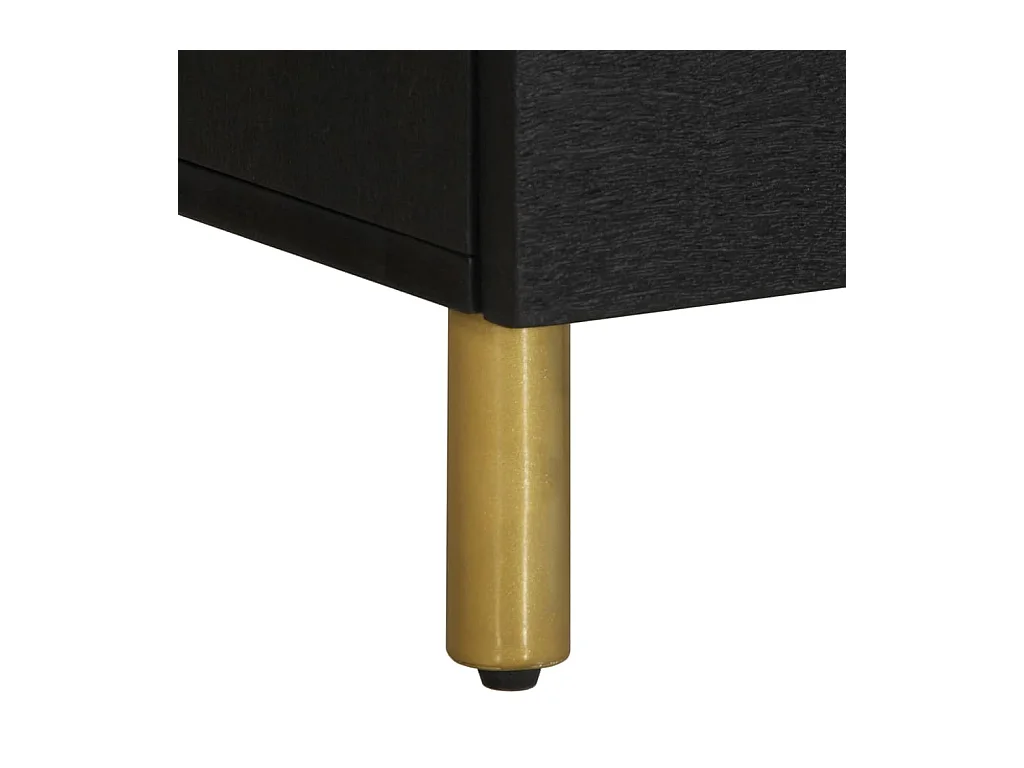 Mesita de noche | Mesilla de noche de madera maciza de mango negra 40x33x46 cm