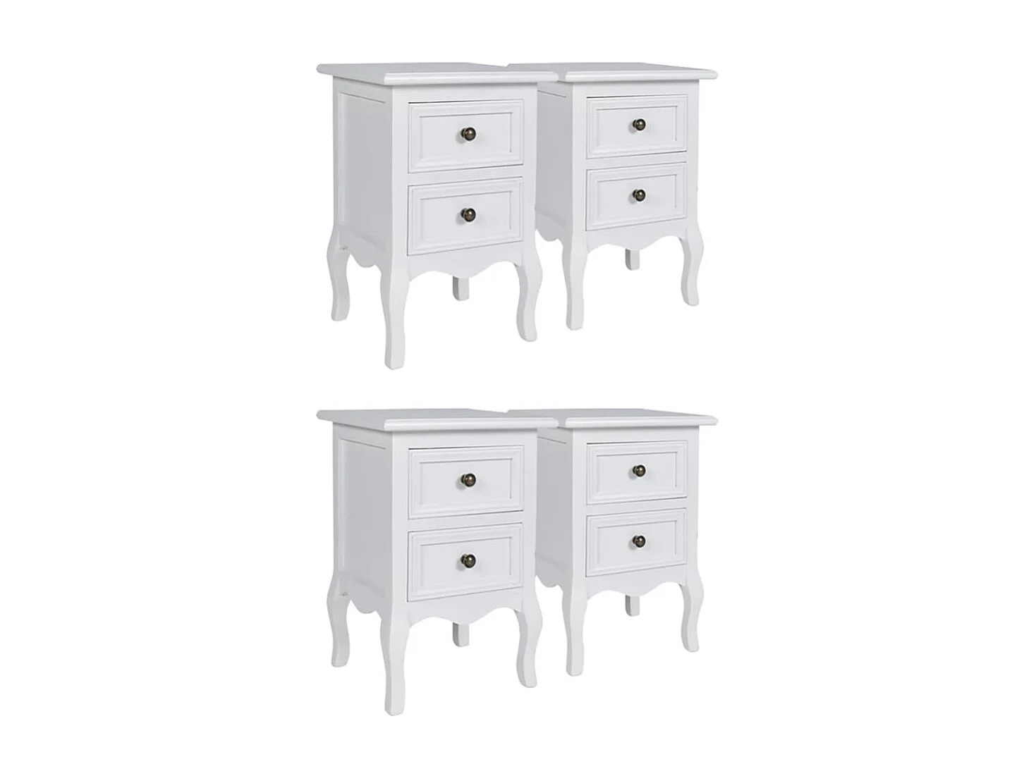 Nachttisch-Beistelltisch 4 Stück mit 2 Schubladen Weiß MDF SHL32214