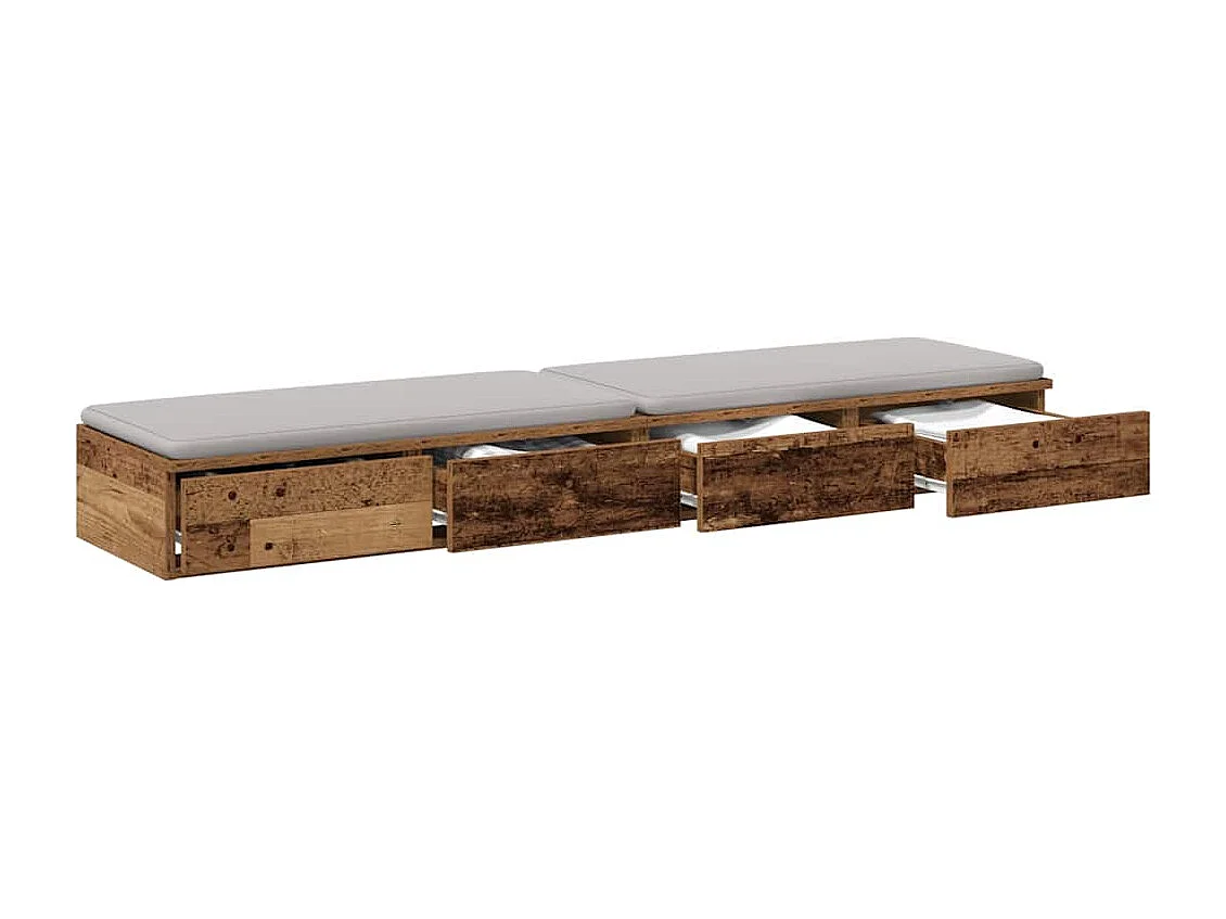 Bedlades | Opbergkastje met lade Oud hout 150 x 36,5 x 16,5 cm Bewerkt hout