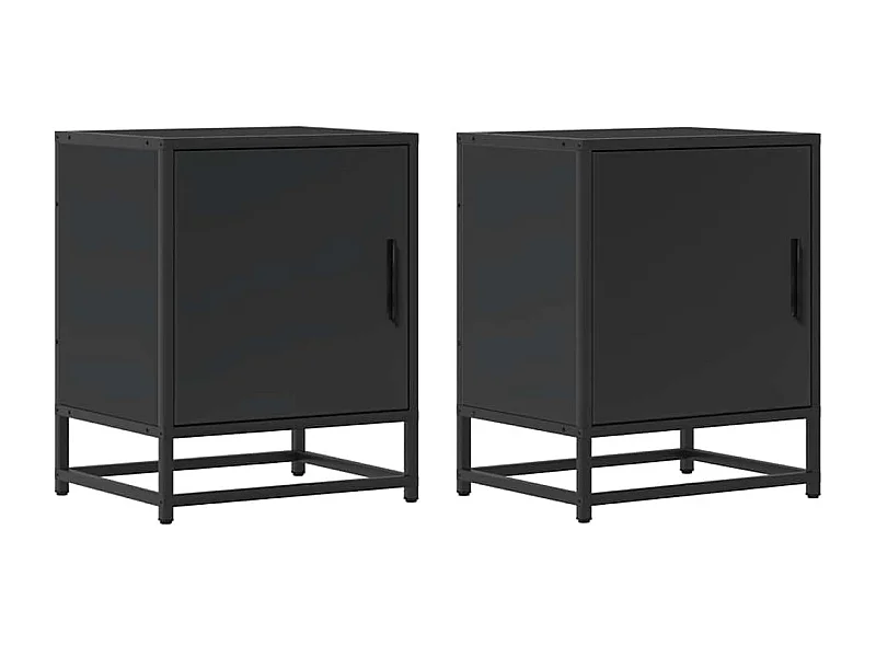 Mesitas de noche | Mesilla de noche 2uds madera ingeniería negro 40x31x50 cm metal
