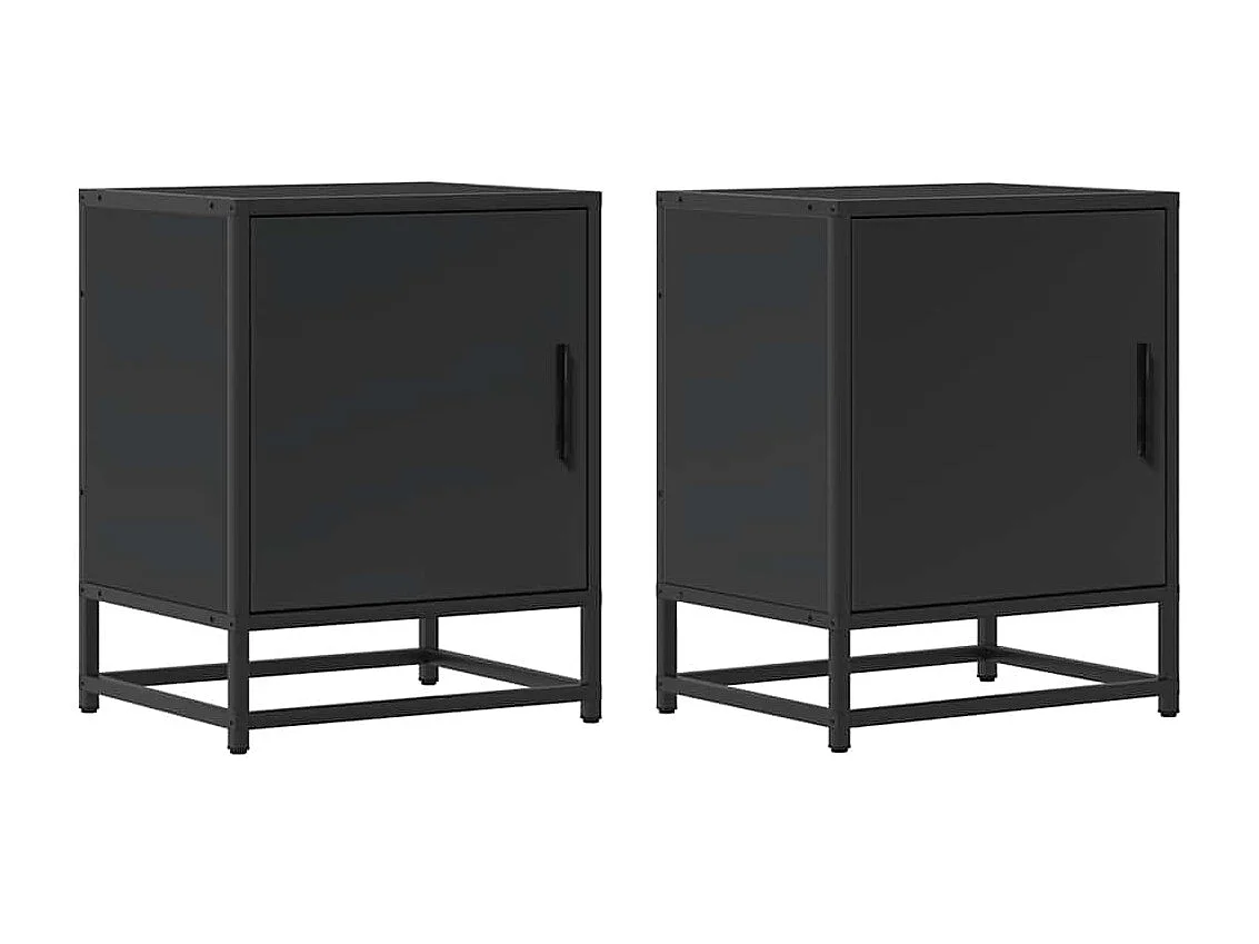Nachttisch 2er Set-Beistelltisch-Nachttischkommode Schwarz 40x31x50 cm Holzwerkstoff und Metall SHL79417
