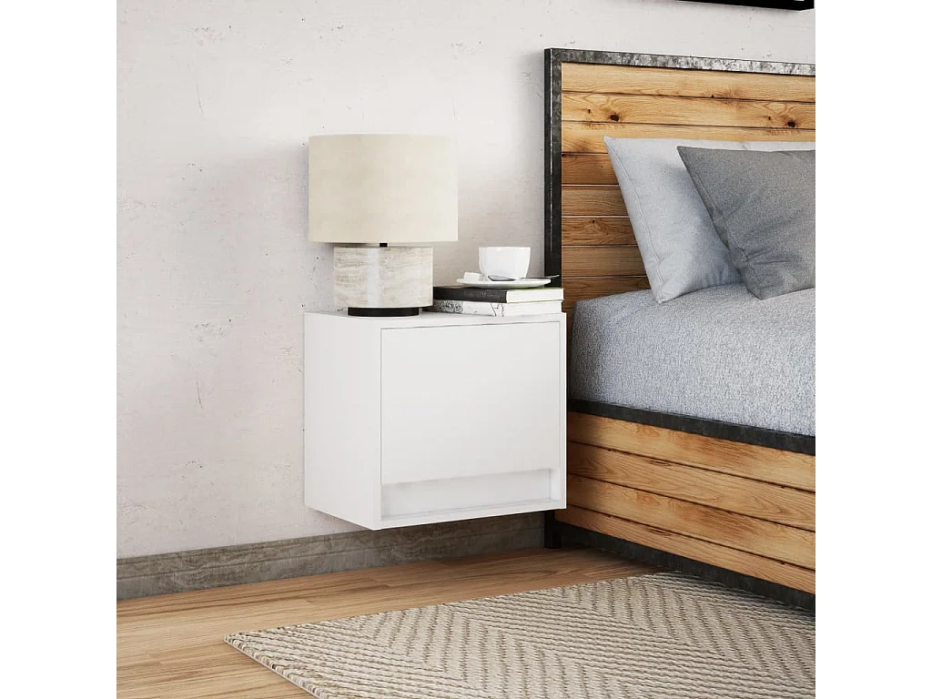 Mesita de noche | Mesilla de noche de pared con luces LED blanco