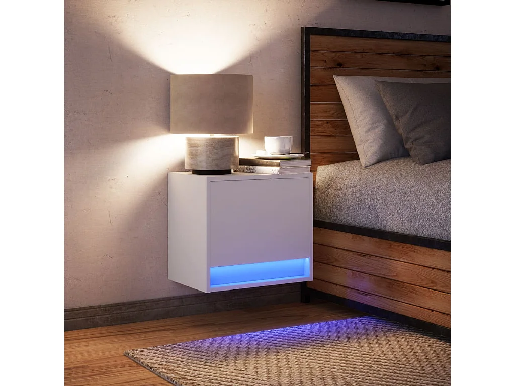 Mesita de noche | Mesilla de noche de pared con luces LED blanco