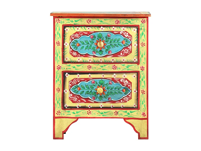 Mesita de noche | Mesilla de noche pintada a mano madera maciza mango 40x30x50 cm