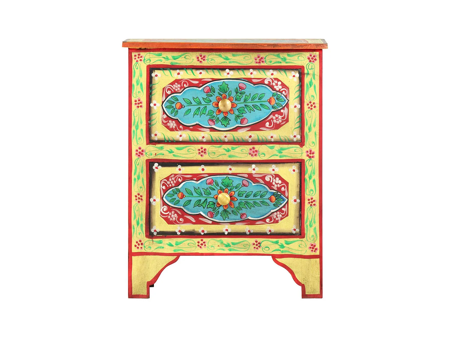 Mesita de noche | Mesilla de noche pintada a mano madera maciza mango 40x30x50 cm