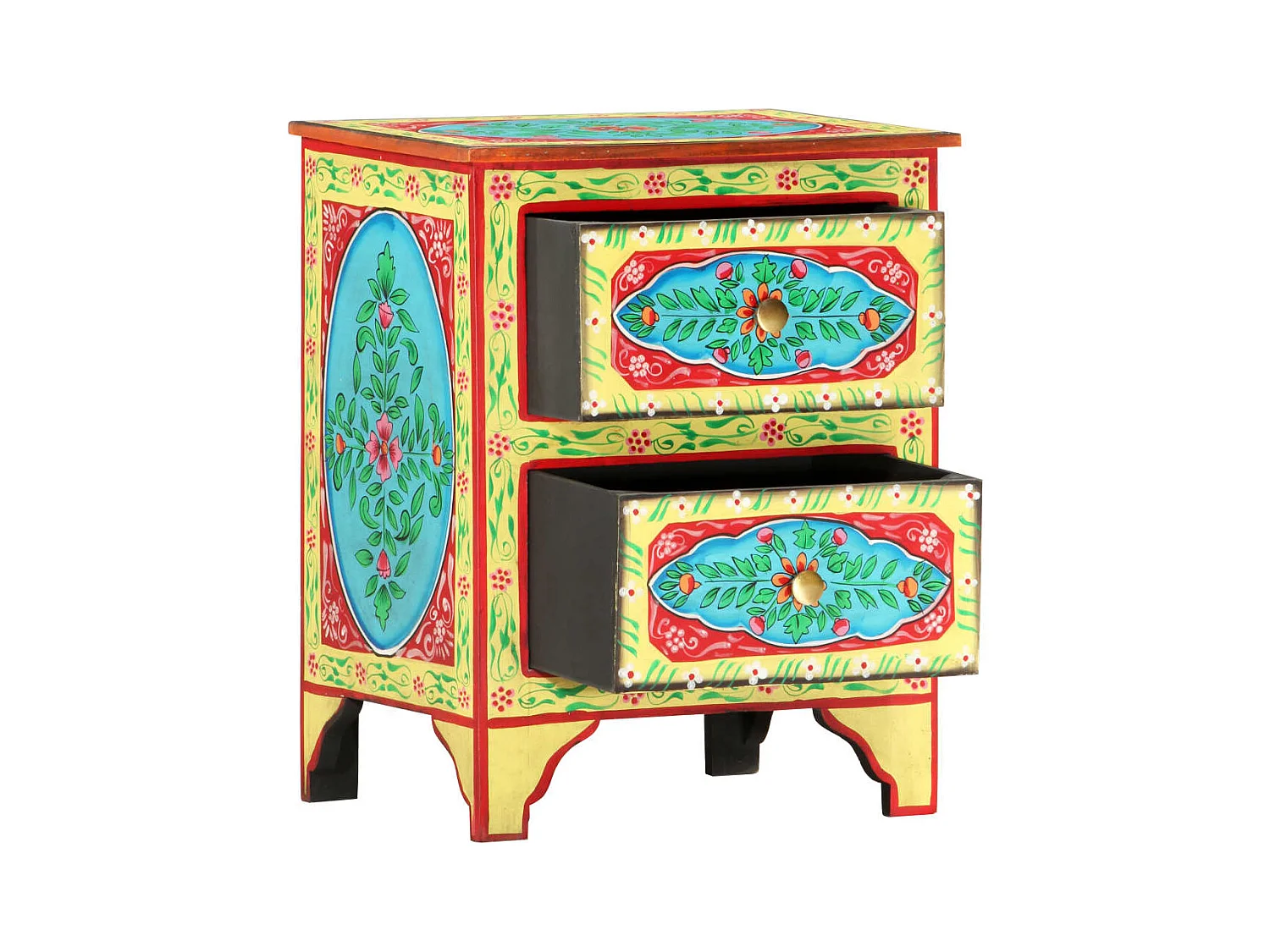 Mesita de noche | Mesilla de noche pintada a mano madera maciza mango 40x30x50 cm