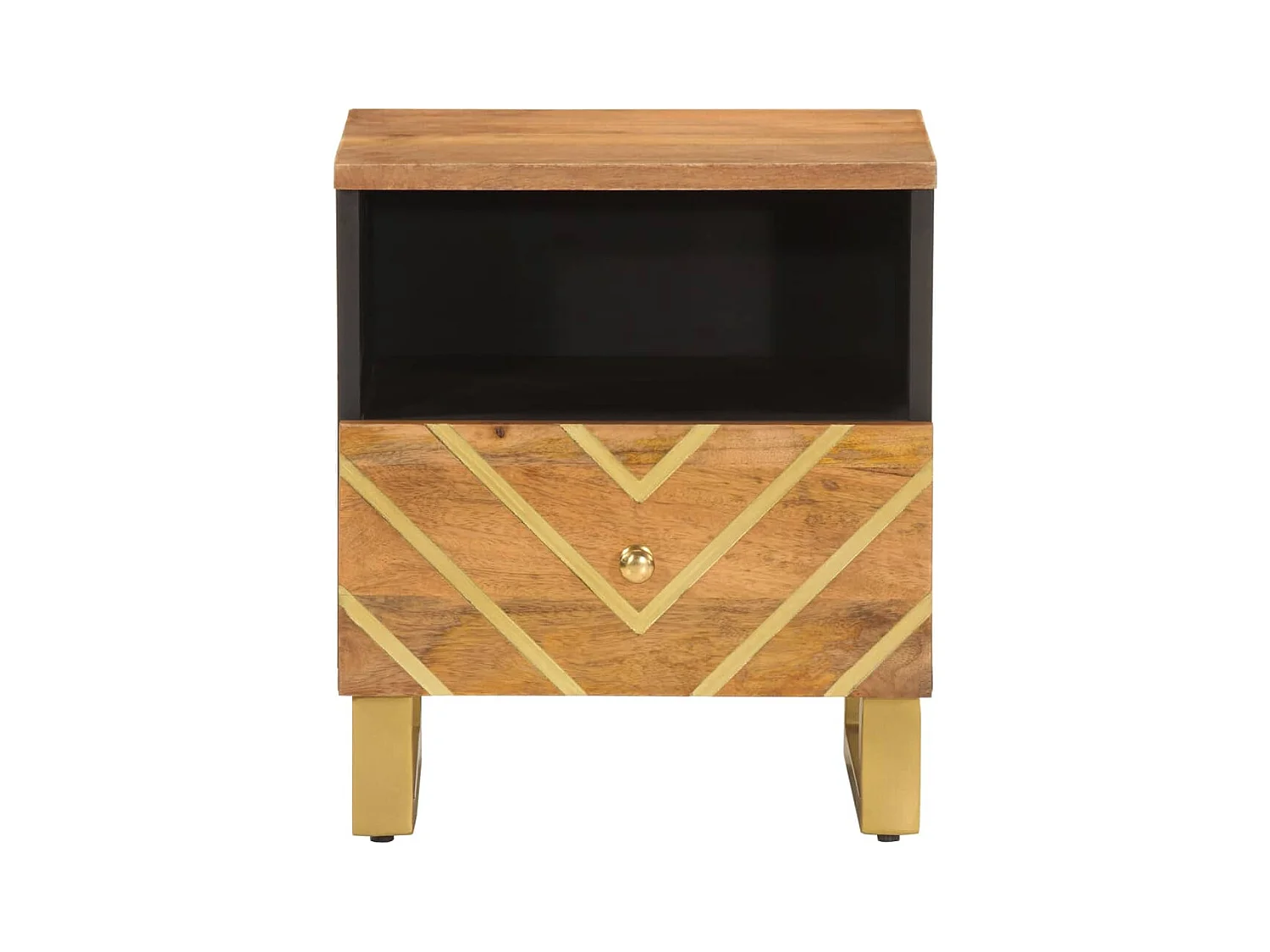 Mesitas de noche | Mesilla de noche 2 uds madera maciza de mango marrón y negro