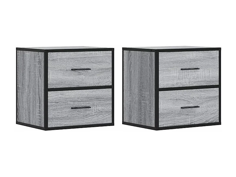 Mesitas de noche | Mesilla de noche de pared 2 unidades gris sonoma 40x31x39,5 cm