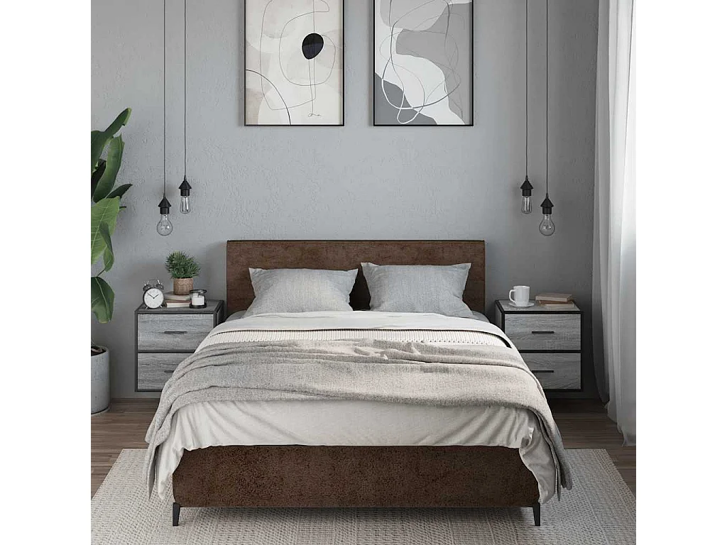 Tables de chevet suspendue Lot de 2 avec rangement sonoma gris 40x31x39,5 cm