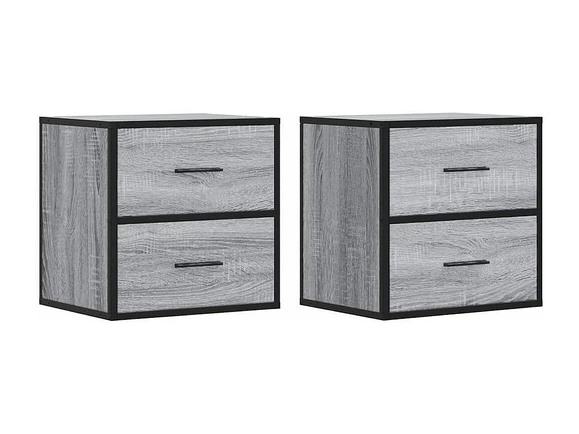 Nachttisch hängend 2er Set | Wand-Nachttische Grau Sonoma 40x31x39,5 cm SHL1969