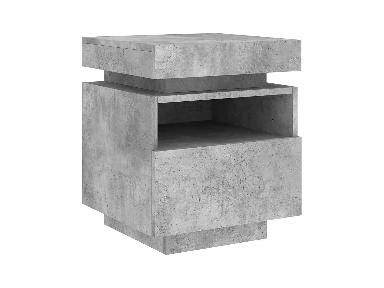 Pack 2 uds Mesitas de noche | Mesilla de noche con luces LED gris hormigón 40x39x48,5cm