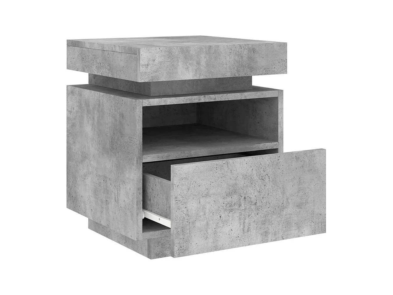 Pack 2 uds Mesitas de noche | Mesilla de noche con luces LED gris hormigón 40x39x48,5cm