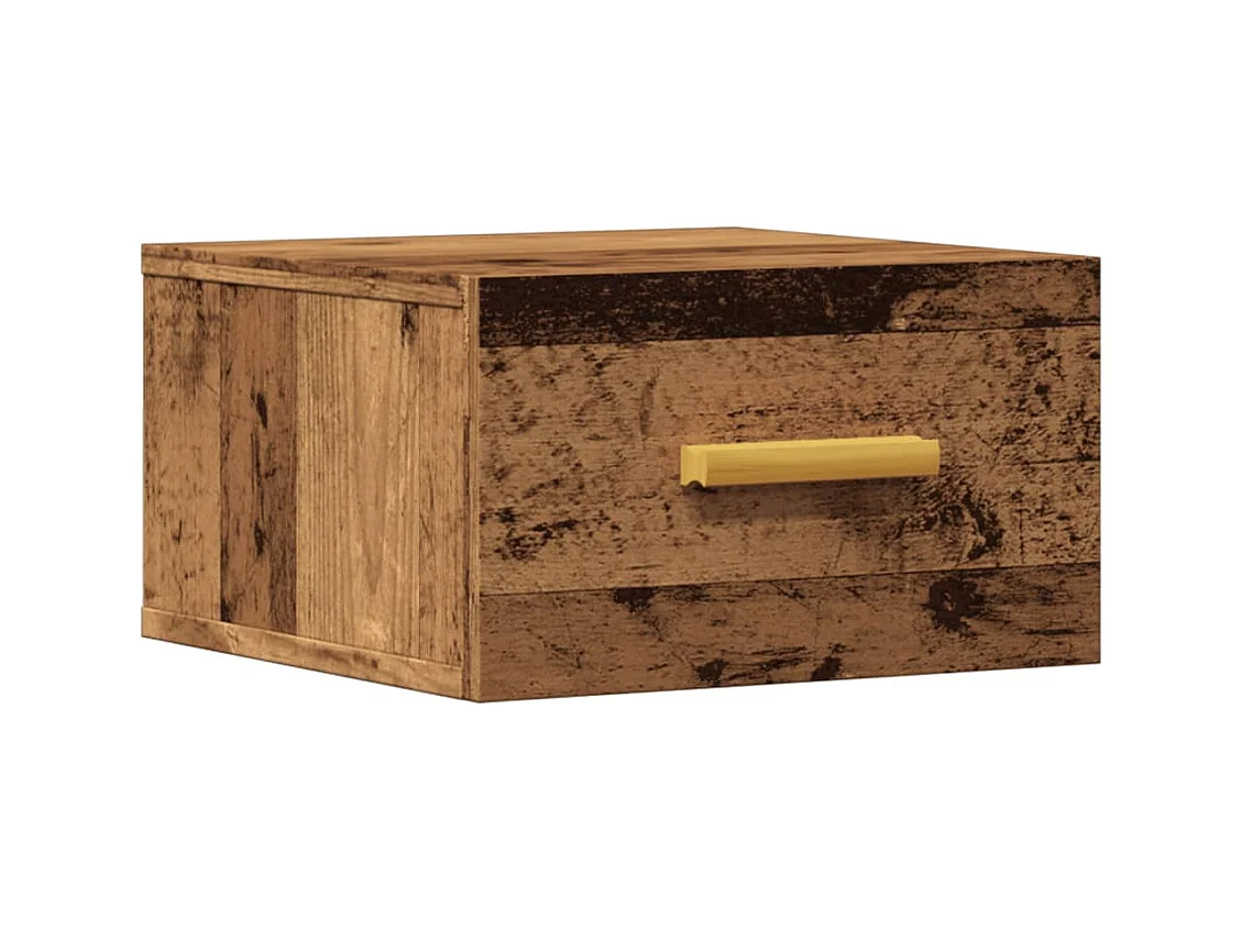 Mesita de noche | Mesilla de noche de pared madera envejecida 35x35x20 cm