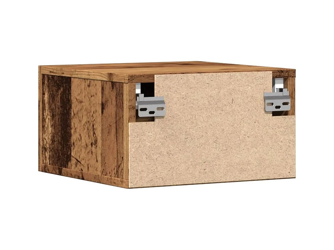 Mesita de noche | Mesilla de noche de pared madera envejecida 35x35x20 cm
