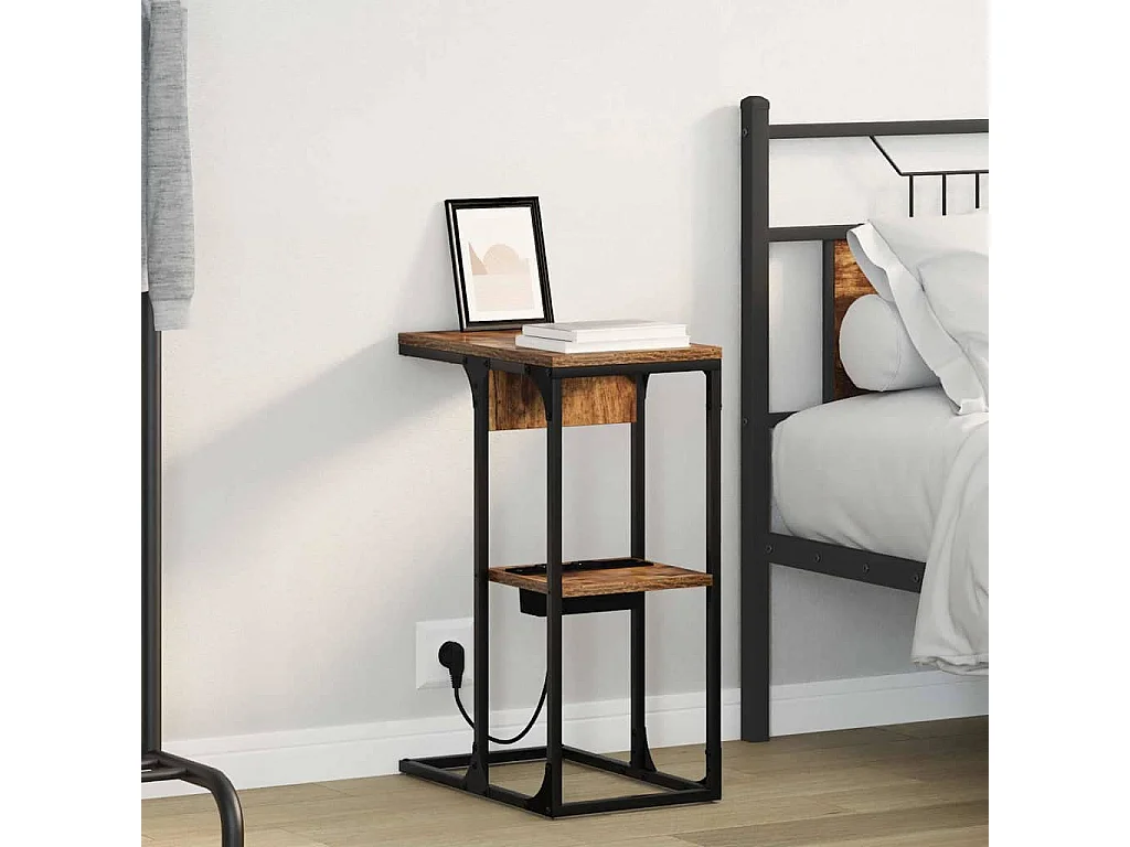 Mesa de Noche | Mesa auxiliar | Mesita de noche Roble ahumado 41.5x26x60.5 cm