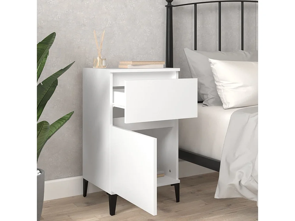 Nachttisch 2er Set-Beistelltisch-Nachttischkommode Weiß 40x35x70 cm SHL35678