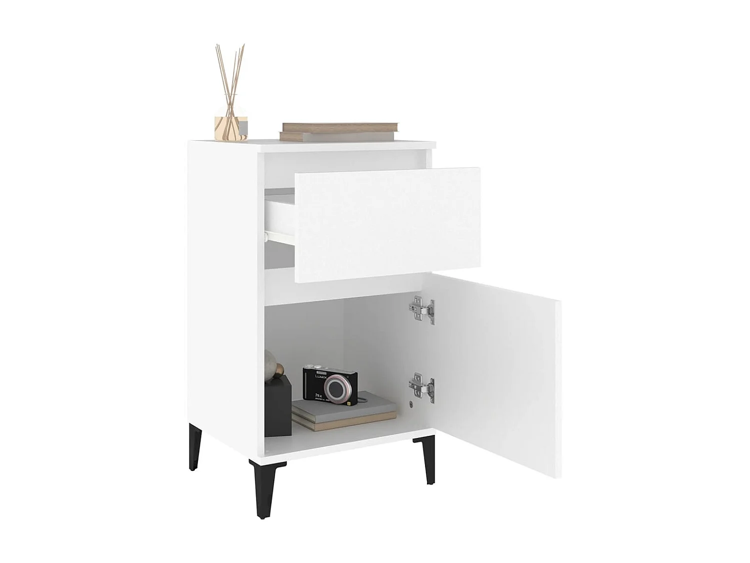 Nachttisch 2er Set-Beistelltisch-Nachttischkommode Weiß 40x35x70 cm SHL35678