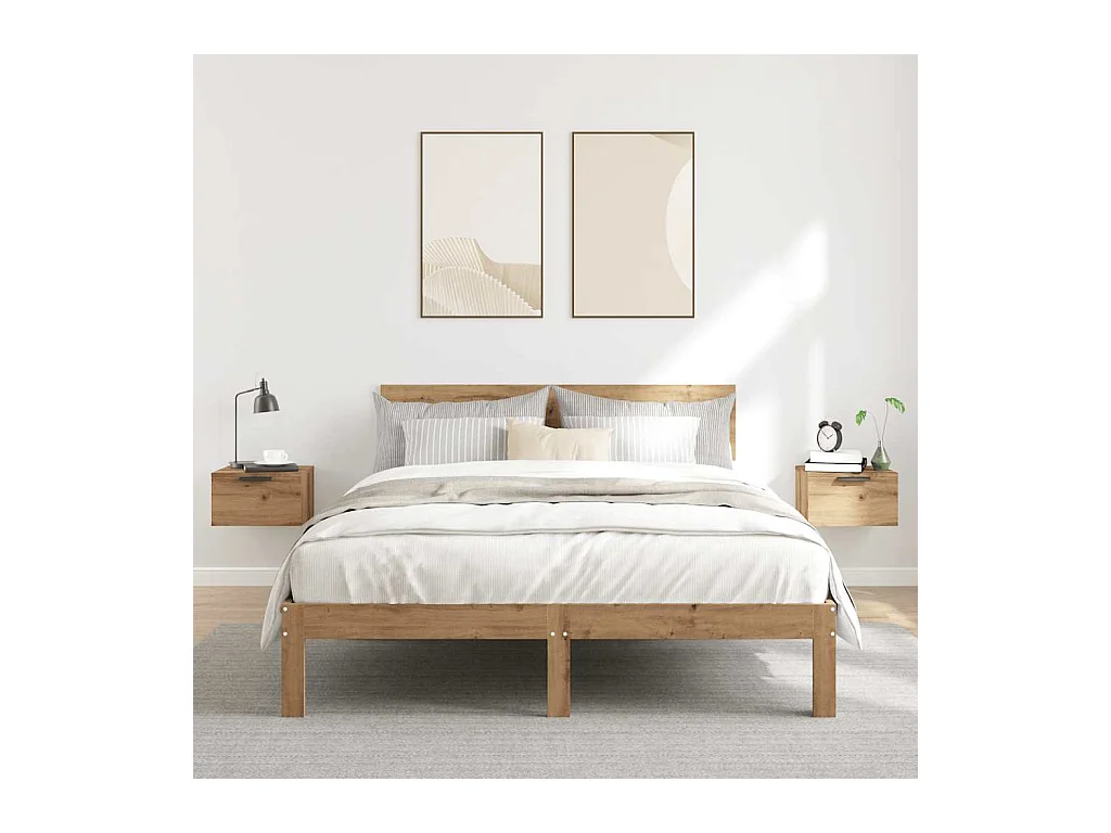 Mesitas de noche | Mesilla de noche de pared 2 uds roble artisan 34x30x20 cm