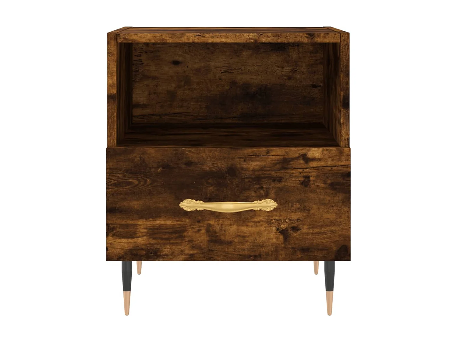 Nachttisch 2er Set-Beistelltisch-Nachttischkommode Räuchereiche 40x35x47,5 cm Holzwerkstoff SHL73204