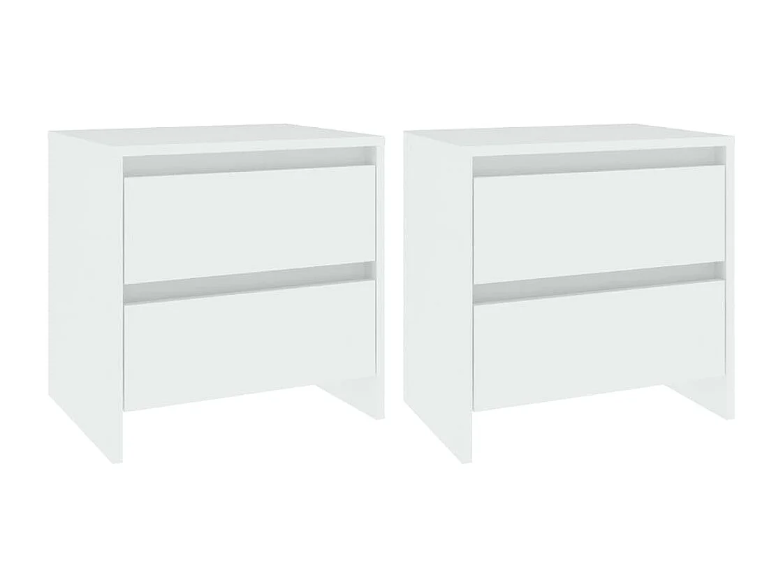 Nachttisch 2er Set-Beistelltisch Weiß 45x34,5x44,5 cm Holzwerkstoff SHL49788