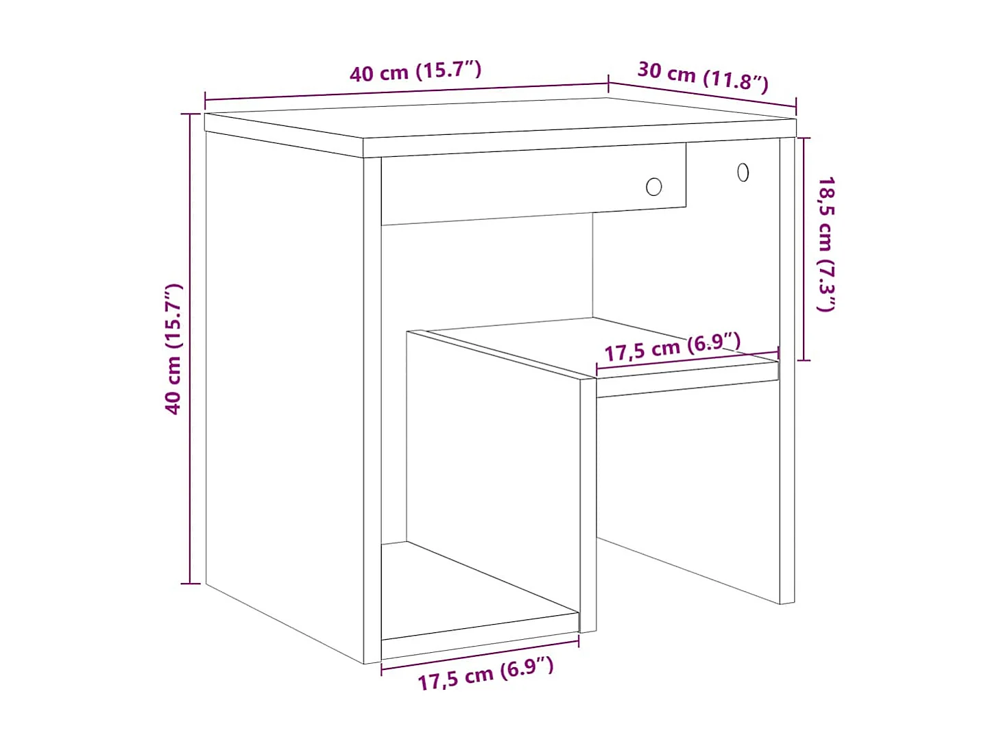 Nachttisch-Beistelltisch Altholz-Optik 40x30x40 cm Holzwerkstoff SHL49210