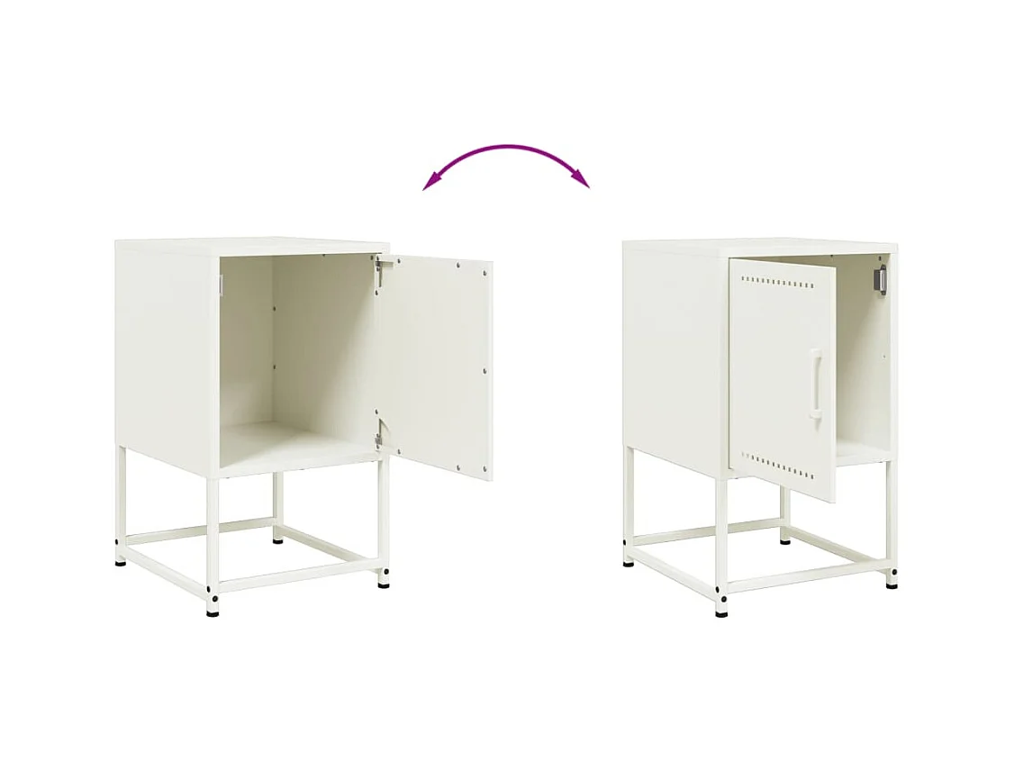 Mesita de noche | Mesilla de noche de acero blanco 36x39x60,5 cm