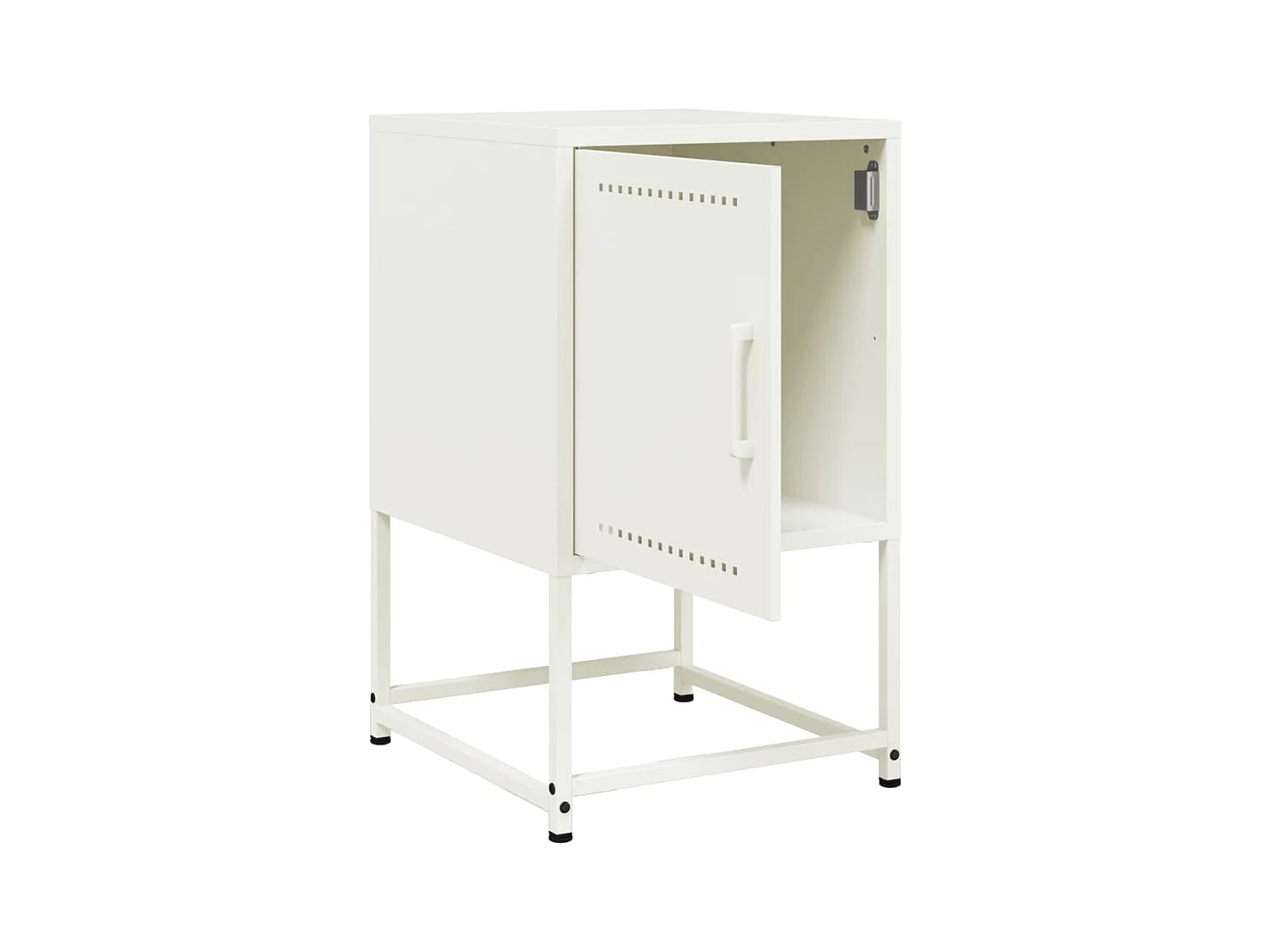 Mesita de noche | Mesilla de noche de acero blanco 36x39x60,5 cm