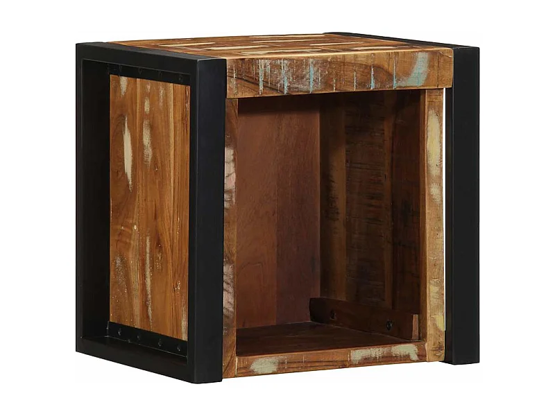 Mesilla de noche | Mesita de noche multicolor 40x35x40 cm madera maciza reciclada