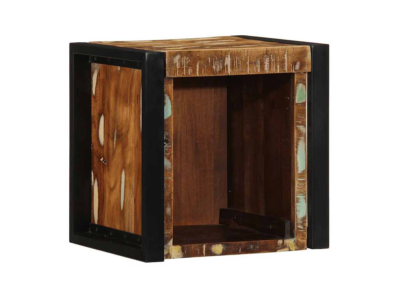 Mesilla de noche | Mesita de noche multicolor 40x35x40 cm madera maciza reciclada