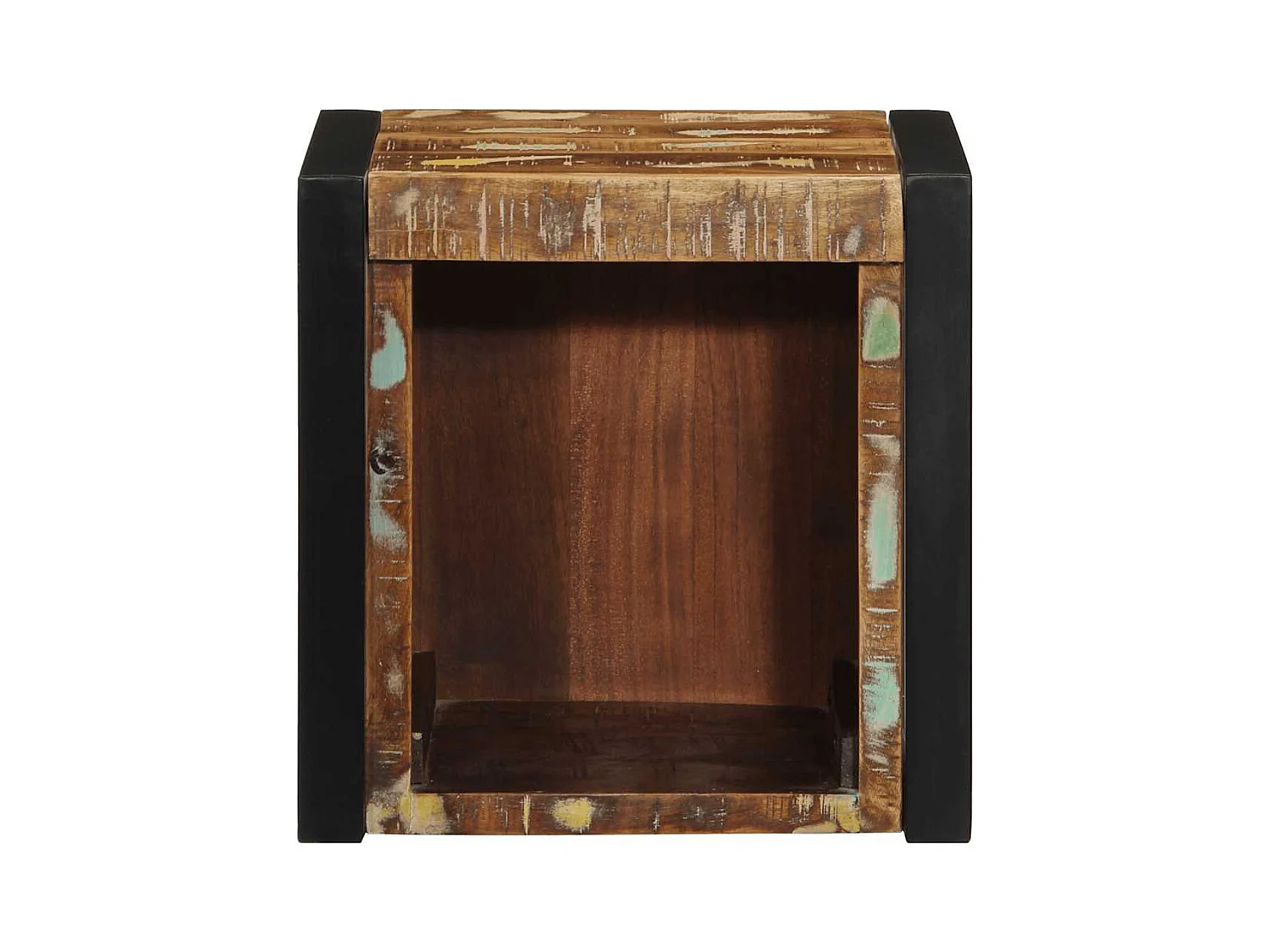 Mesilla de noche | Mesita de noche multicolor 40x35x40 cm madera maciza reciclada