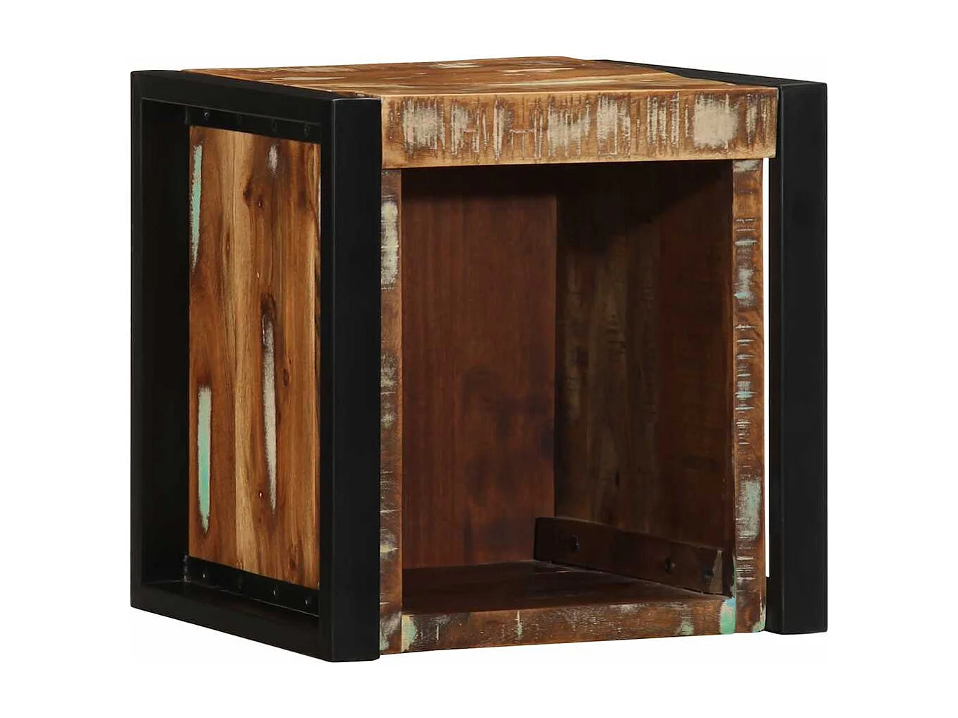 Nachttisch 2er Set-Beistelltisch-Nachttischkommode Mehrfarbig 40x35x40 cm Altholz Massivholz SHL38518