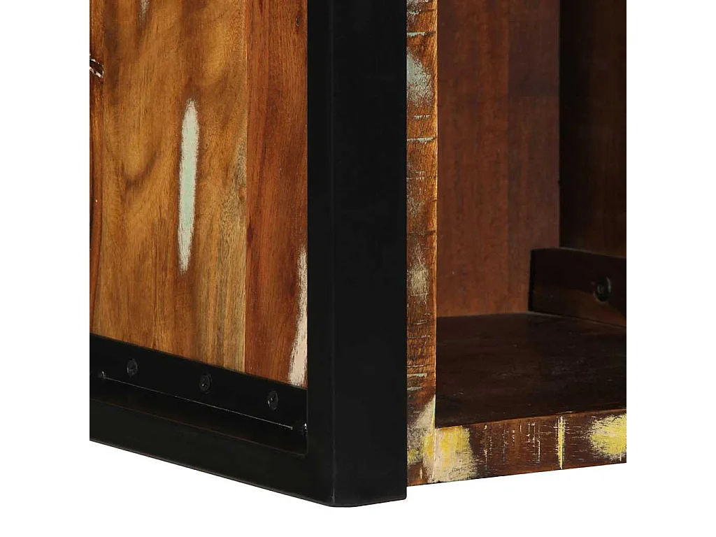 Nachttisch 2er Set-Beistelltisch-Nachttischkommode Mehrfarbig 40x35x40 cm Altholz Massivholz SHL38518