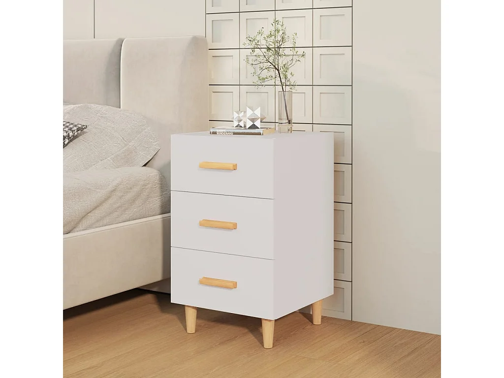 Nachttisch-Beistelltisch Weiß 40x40x66 cm Holzwerkstoff SHL28593