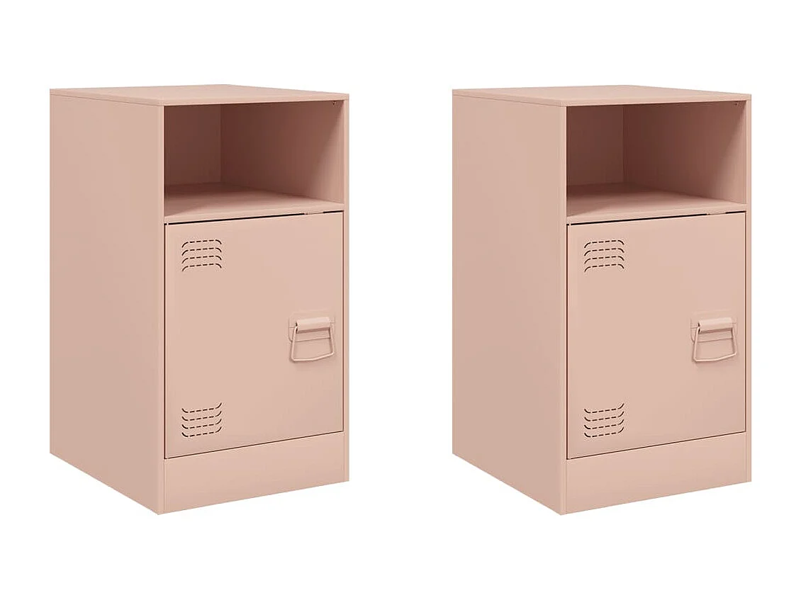 Nachttisch 2er Set-Beistelltisch-Nachttischkommode Rosa 34,5x39x62 cm Stahl SHL18770