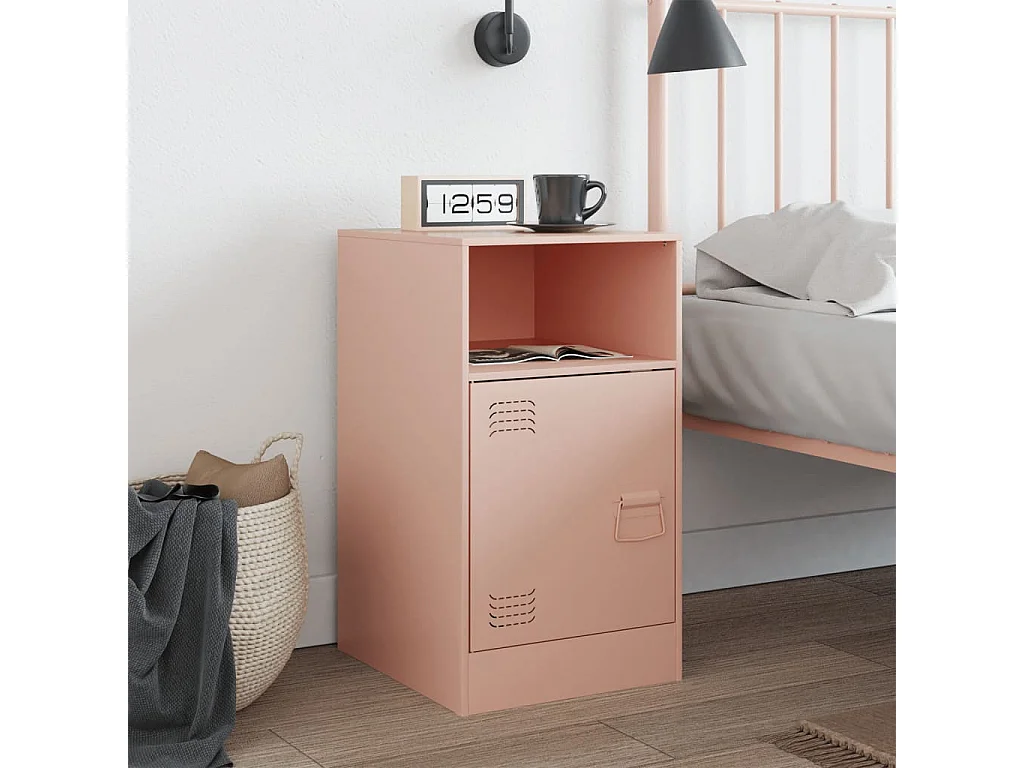 Nachttisch-Beistelltisch-Nachtschrank Rosa 34,5x39x62 cm Stahl SHL34691