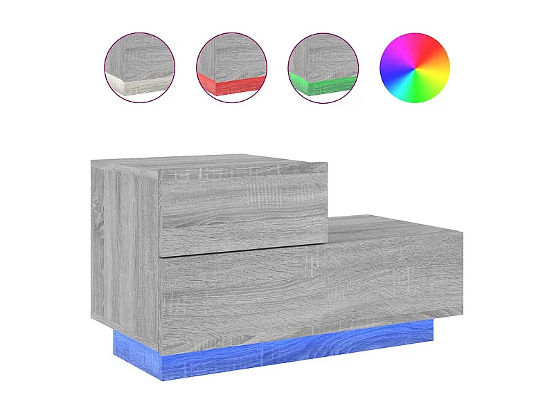 Table de chevet Étroite avec Éclairage LED sonoma gris 70x36x40,5 cm