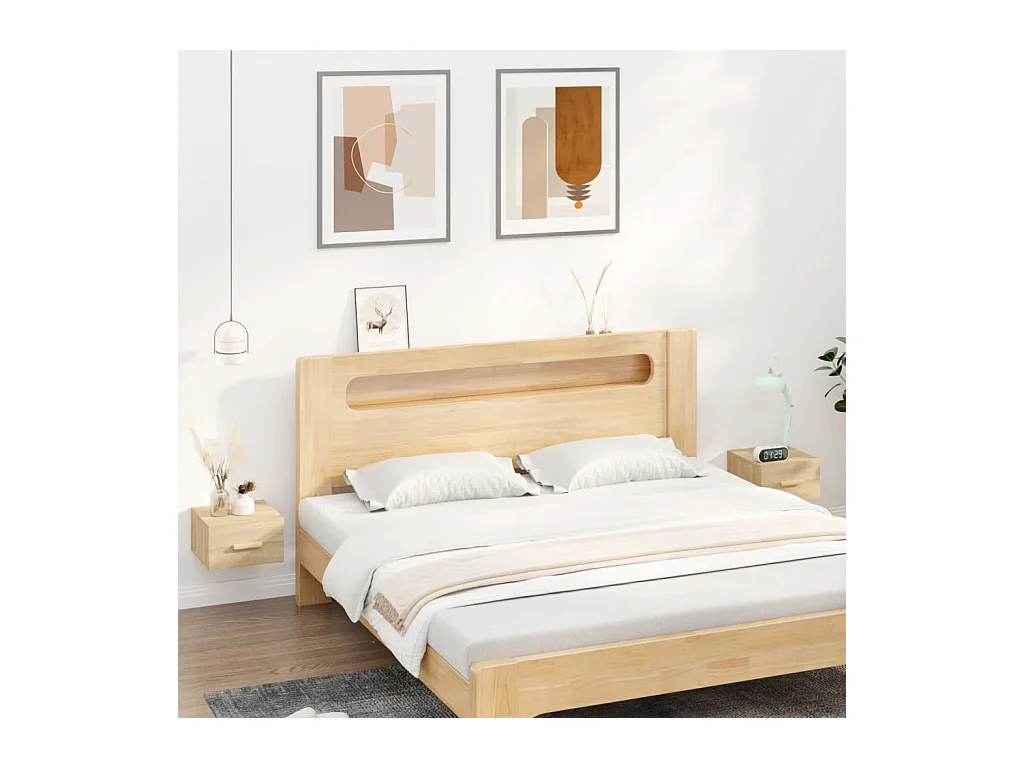 Mesitas de noche | Mesilla de noche de pared 2 uds color roble Sonoma 35x35x20 cm
